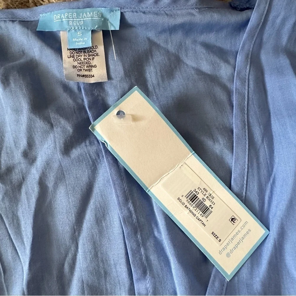 NWT Draper James RSVP Light Blue Swim Coverup Batwing Caftan